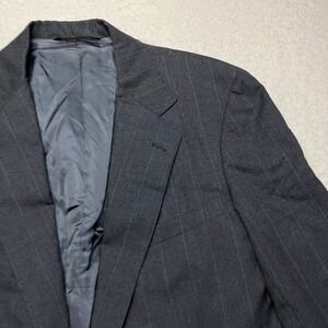 Polo Ralph Lauren Blazer Mens 44L Charcoal Grey Pinstripe Two Button Suit Jacket